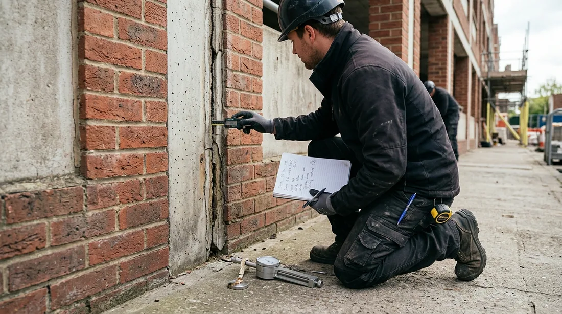 Elevations walked or dropped, joint types and widths recorded, and adhesion pull tests done on the — Davenport, IA